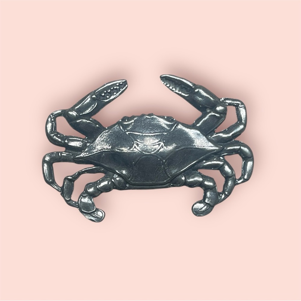 Vtg BLUE CRAB Pewter Brooch / Pin by SALISBURY PEWTER Chesapeake Bay